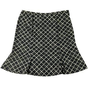 Vintage Express Plaid Mini Skirt Small Black Green Diamond Dot Flare Y2K Style